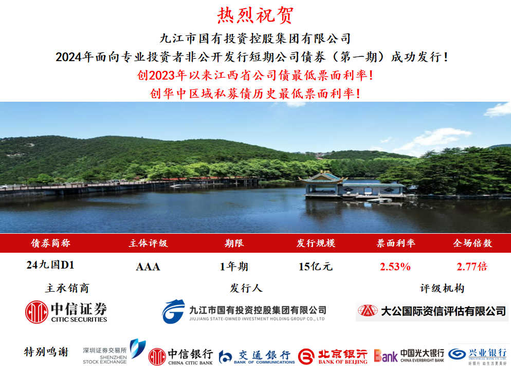 市國(guó)控集團(tuán)2024年非公開(kāi)發(fā)行短期公司債券(第一期)發(fā)行成功